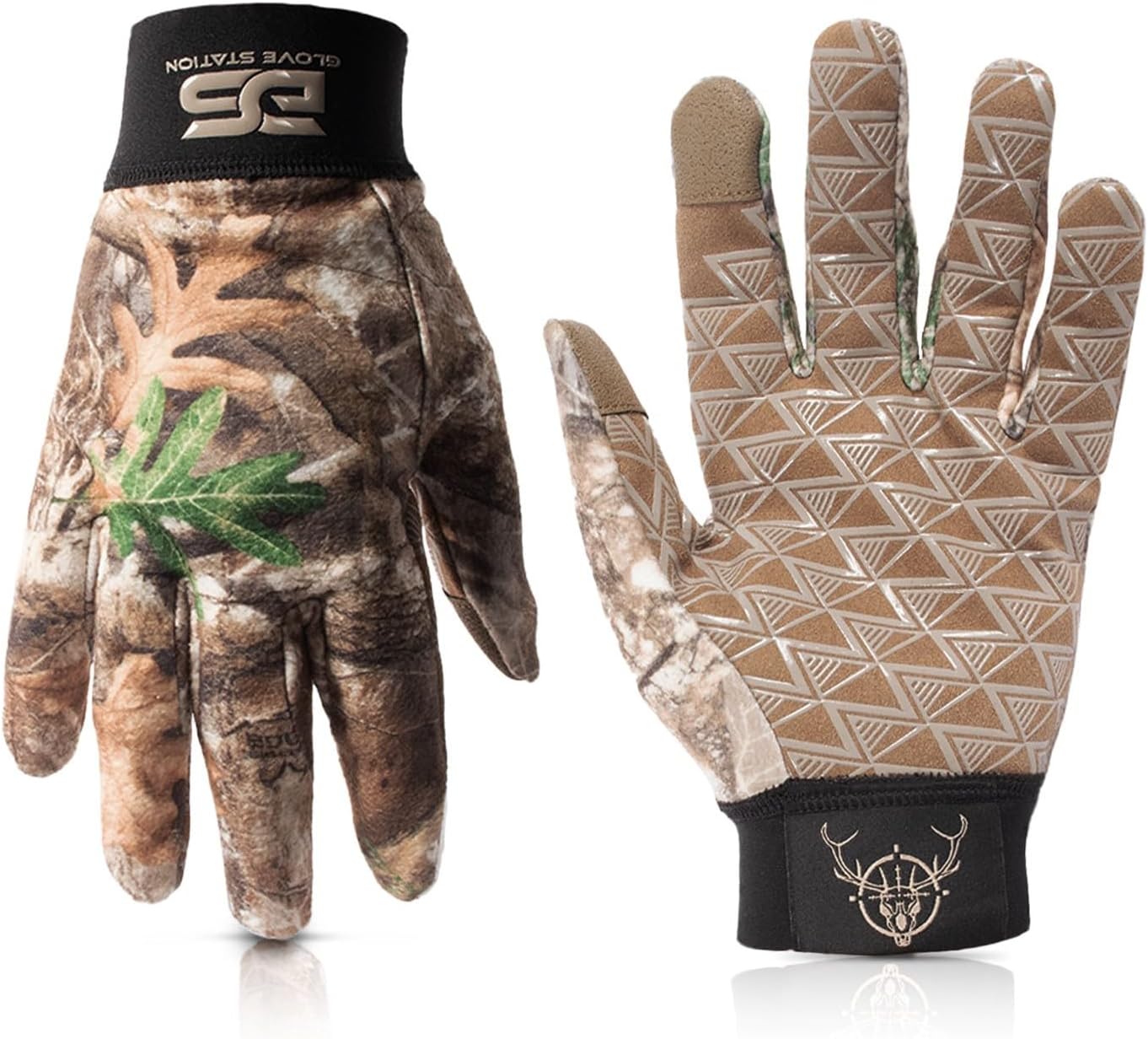 Glove Station Hunting Gloves, Realtree (Medium) - Anti-Slip Camo Hunting Gloves for Men & Women with Touchscreen-Compatible Fingertips - Bow, Archery Accessories