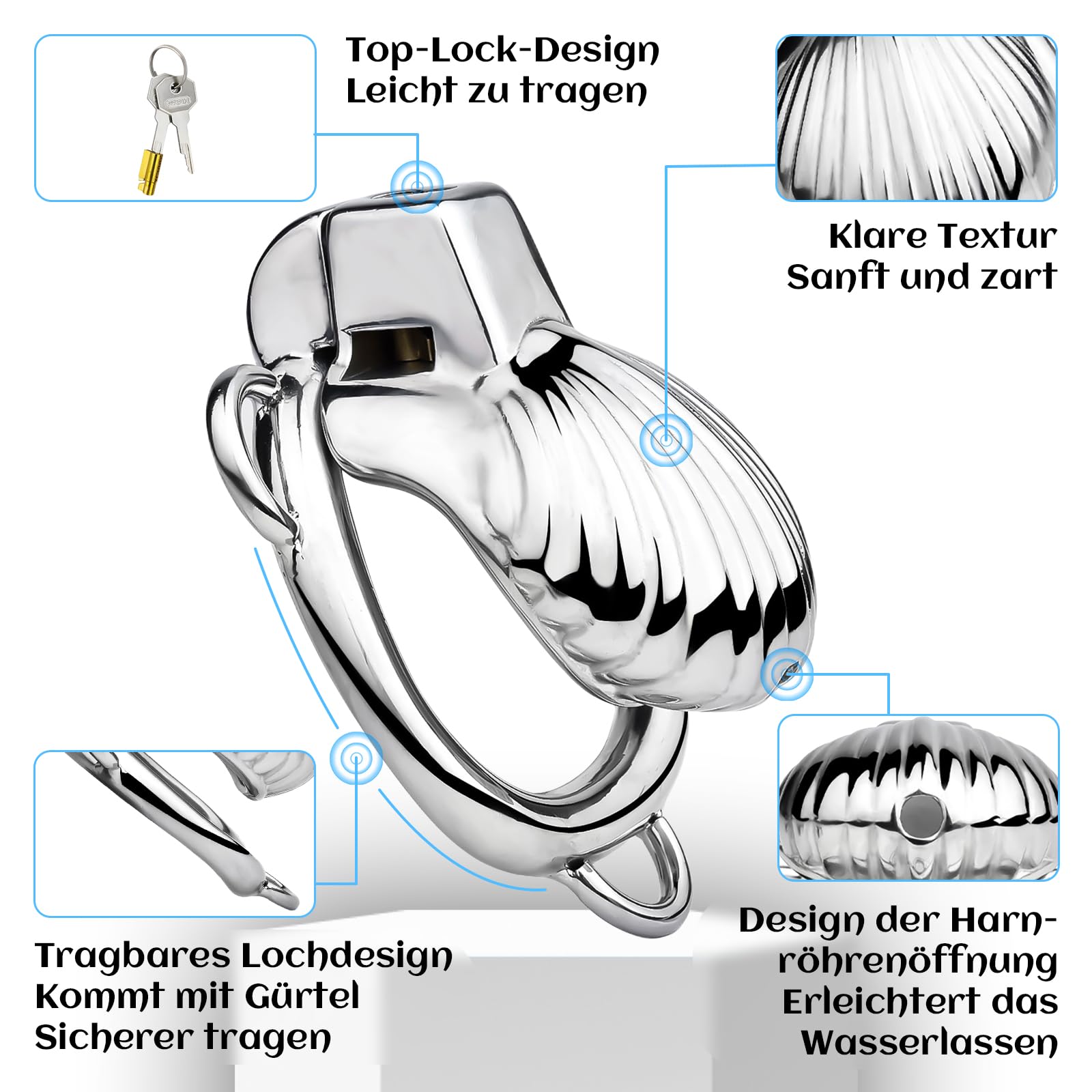 TUONID Keuschheitskäfig aus Metall für Männer Keuschheitskäfil Peniskäfig mit Lederriemen Penistrainer Edelstahl Extremer Keuschheitskäfig für Paare Sexspielzeug für Paare flat chastity cage Sex toys
