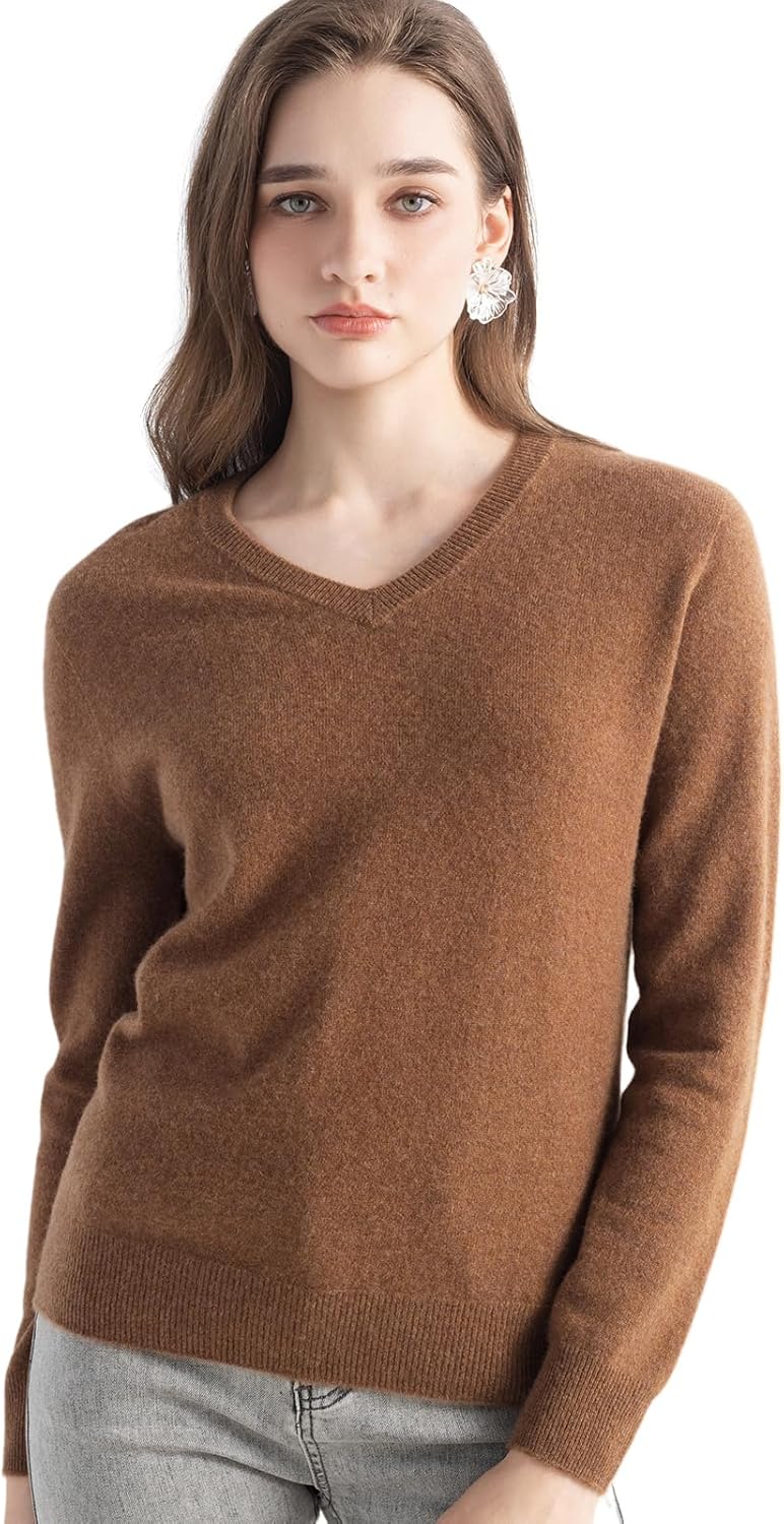 Chanyarn 100% Pure Cashmere Women's Sweater 2025 Fall Winter V-Neck Long Sleeve Warm Soft Seamless Knit Sweater