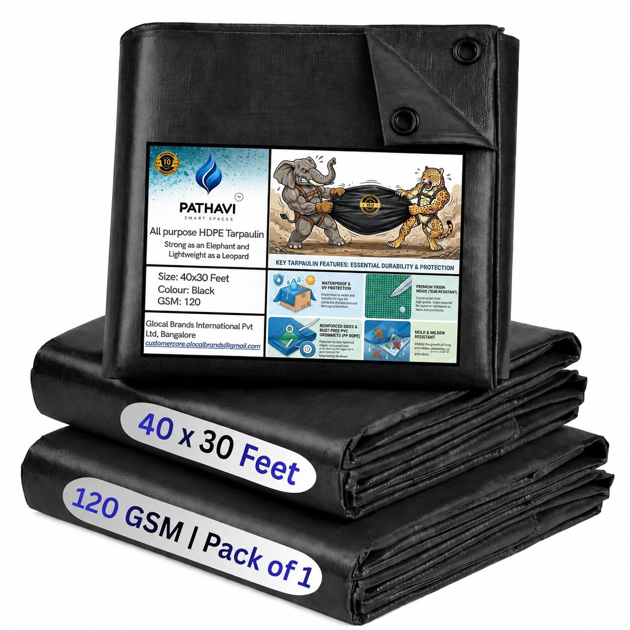 Premium 30x30ft Blue Tarpaulin, Thadika, 120 GSM Virgin Tharpai Sheet, Heavy Duty Waterproof Tadpatri Cover with Reinforced Eyelets & UV Protection, Ideal for Trucks, Farms, HomeUse, 1 Sheet — Amazon image 24