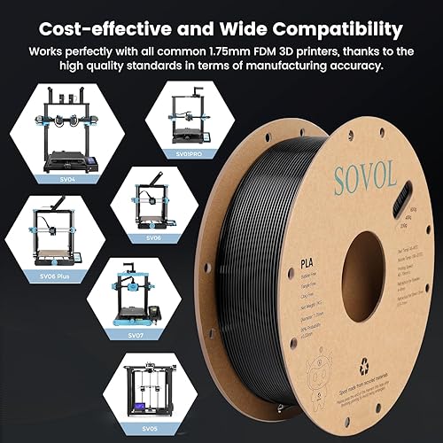 Miniatura 8 de Sovol Filamento PLA para impresora 3D, materiales de impresión de carrete de 4.4 lbs (4.4 libras), estanqueidad del cableado, precisión dimensional
