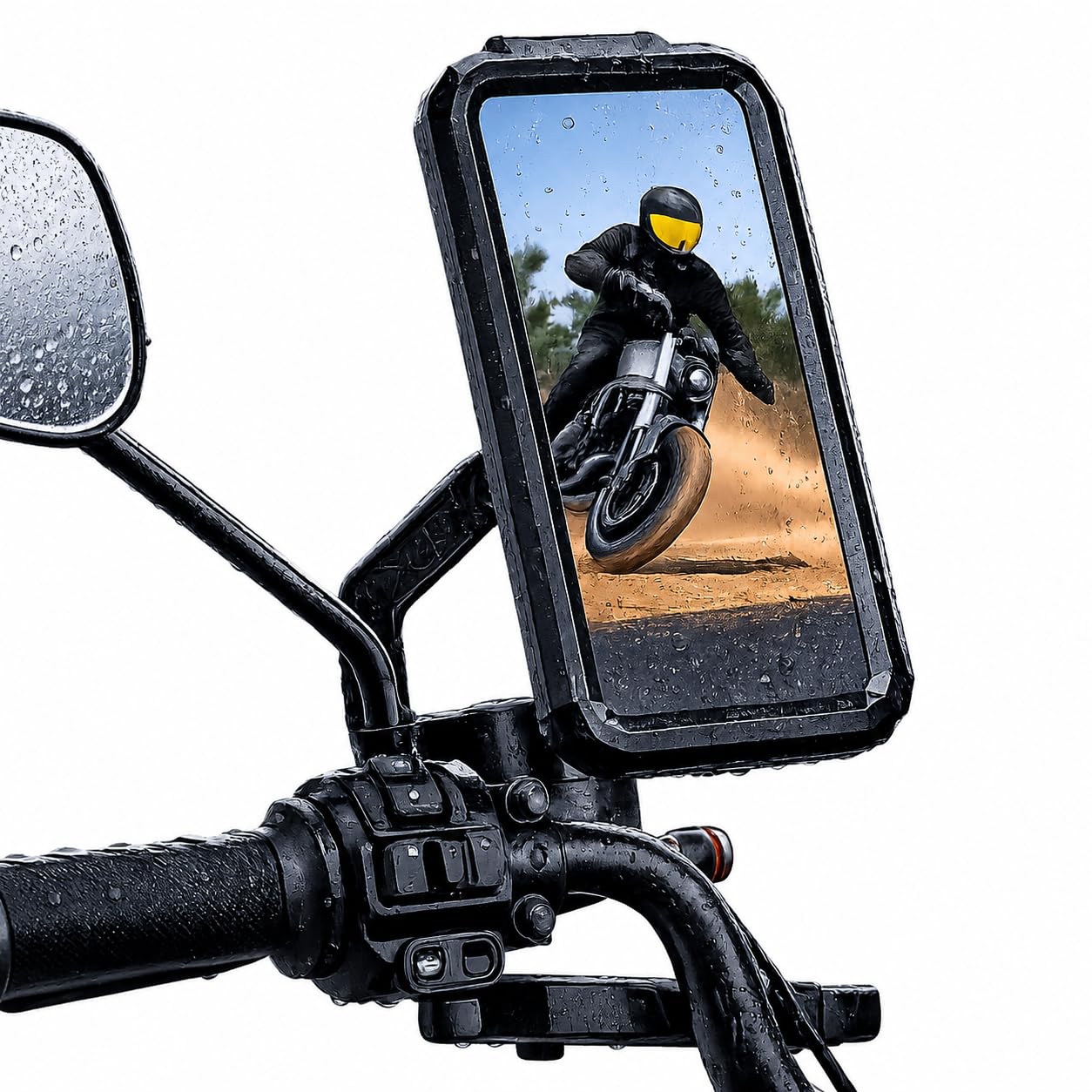 Waterproof Bike Mobile Holder with Touch Screen Case for Motorcycle, Bicycle & Scooty, 360° Rotatable Phone Mount, Anti-Shake, Camera Friendly, Dustproof, Universal Fit Smartphone-image-17