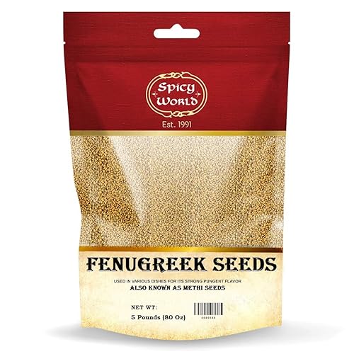 Spicy World Semillas de fenogreco (Methi) Bolsa a granel de 5 libras, totalmente naturales y puras