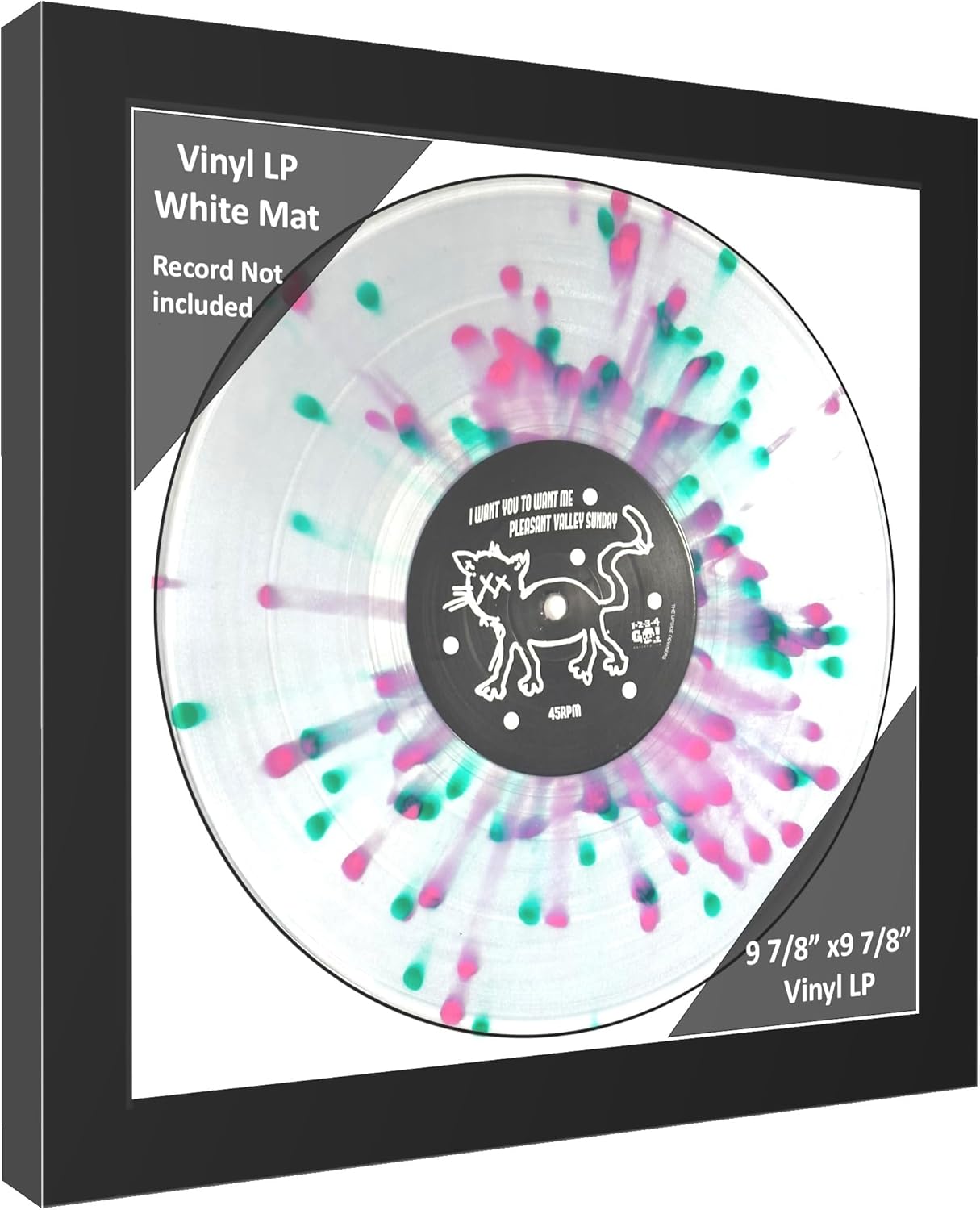 Creative Picture Frames 10" Manhattan Black LP Cover Record Frame Displays 9 7/8" Vinyl LP with White Mat, Glass and Installed Wall Hanger (pack of 2)