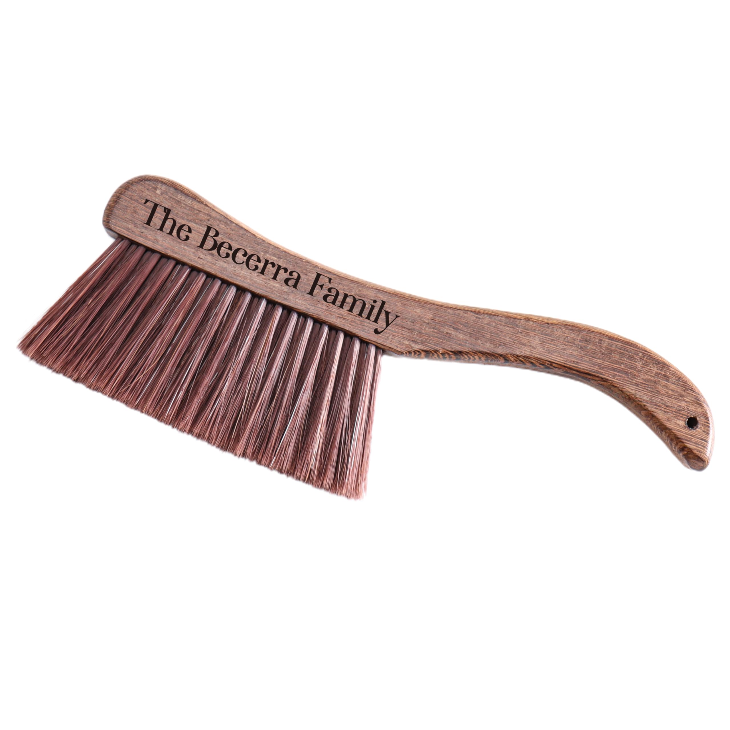 Engraved Handcrafted Brush Broom Natural Wood Handle Soft Bristles for Gentle Cleaning Home Car Desktop Office Couch Eco-friendly Natural Wood Portable Housewarming Gift Personalized