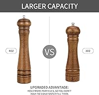 Vista 2 de 1 paquete de molinillo de pimienta de madera, XWXO molinillo de sal de 10 pulgadas y shaker de pimienta, molinillo de pimienta con rotor de cerámica
