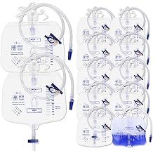 12 Pack Foley Catheter Leg Bags for Men and Women, 2000ml Urine Drainage Bags with Anti-Reflux Chamber, 48" Long Tube with Clamp & Hook, Quick-Release Drain Port