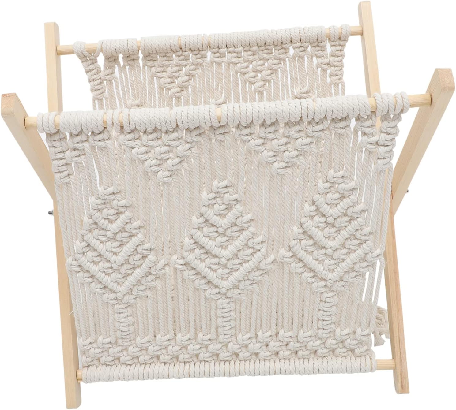 OUNONA 1Pc Rustic Woven Magazine Holder Rack Rope Storage Stand for Books Newspapers and More Versatile Home Decor Organizer for Living Room Office and Bathroom