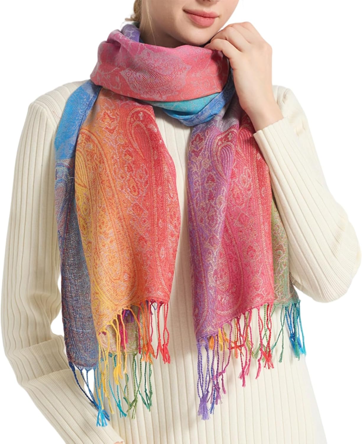 Rave Pashmina Scarf, Fashion Colorful Shawls and Wraps Soft Festival Scarves