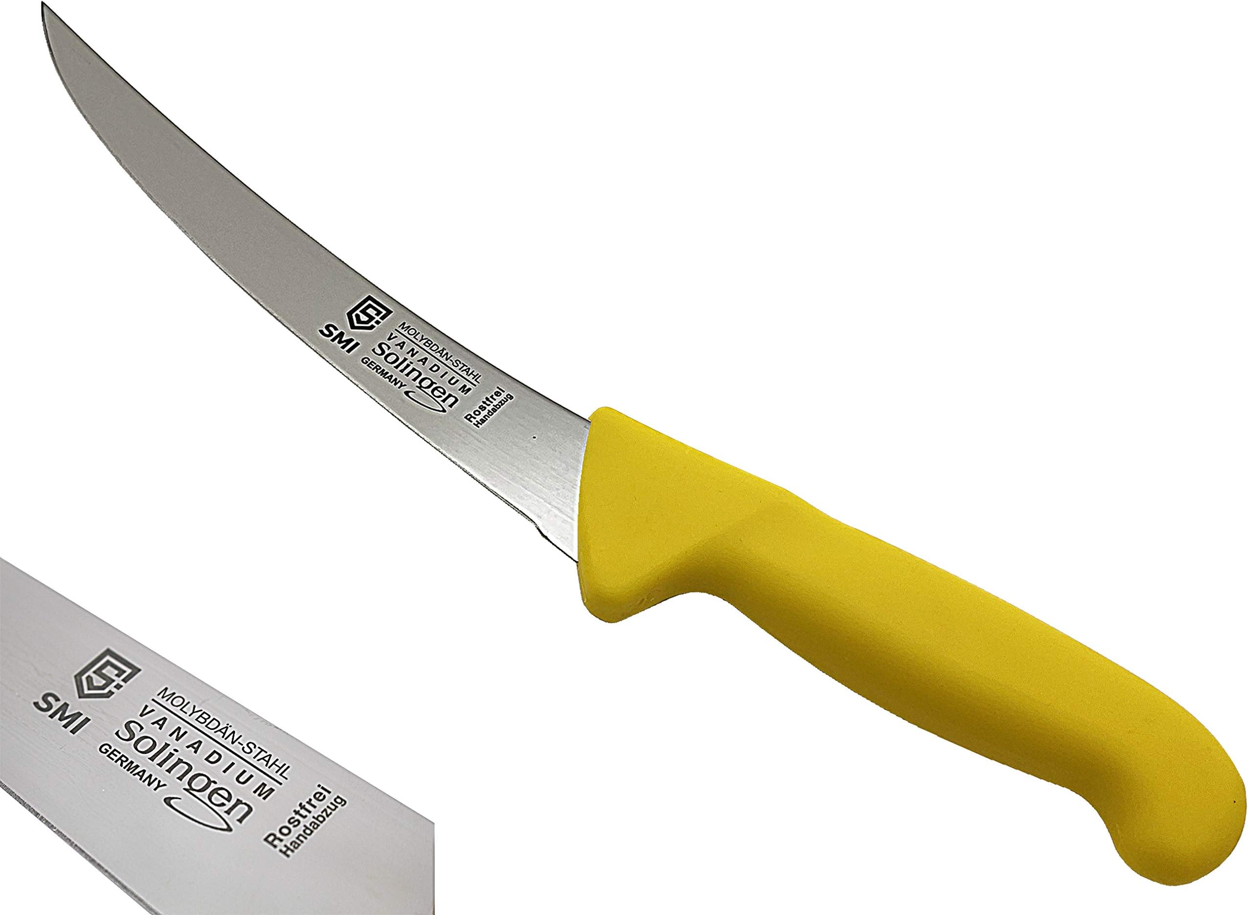 SMI Solingen Germany Boning Knife - Curved 5 inch Semi-Stiff Sharp Blade Fillet Knife for Meat Processing and Deboning