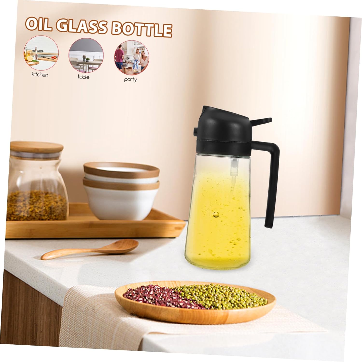 Oil Sprayer Bottle Refillable Glass Cooking Oil Dispenser Ergonomic Design for Easy Use for Frying Grilling Baking and Salads Kitchen Essential