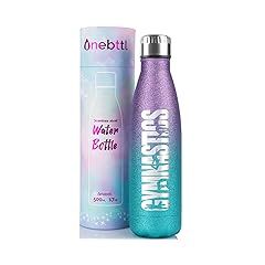 Onebttl Gymnastics Gifts for Girls 8-10, Gymnastic Water Bottle for Coach, 17oz Vacuum Insulated Water Bottle, Glitter Blue & Purple