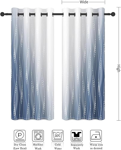 Miniatura 6 de Cortinas opacas con aislamiento térmico y bloqueo de luz para oscurecer la habitación, cortinas para sala de estar, cortinas degradadas para