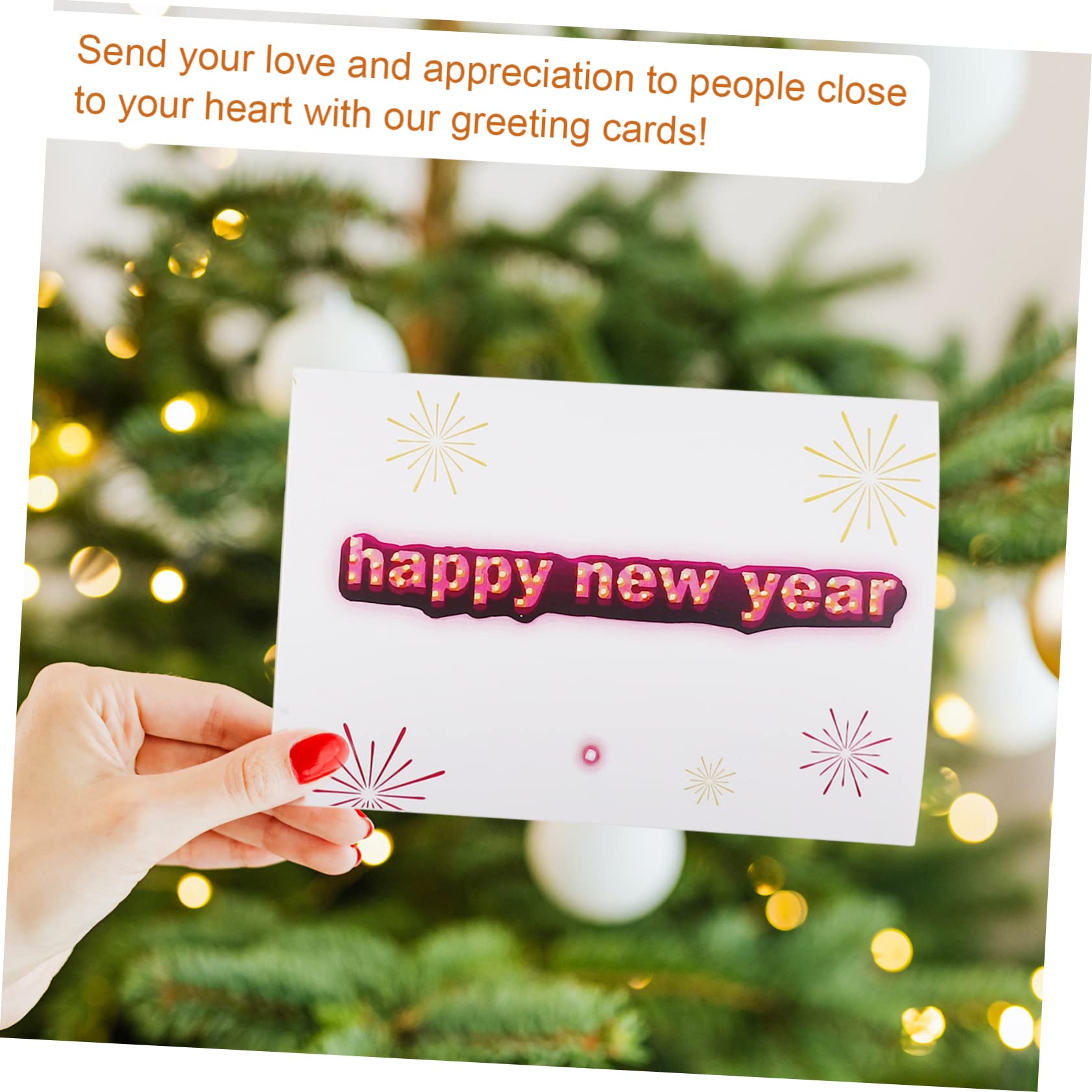 Lurrose 60 Sätze Grußkarte neujahr einladungskarte Nachrichtenkarten 2023 Weihnachtsdekoration karten mit umschlag faltkarten Nachrichtenkarten zum Neujahrstag Einladungskarten Papierstau