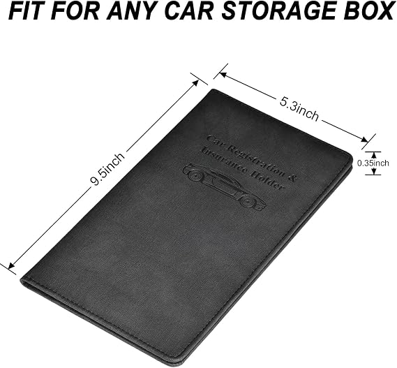 HerriaT Car Registration and Insurance Card Holder - Leather Vehicle Glove Box Automobile Documents Paperwork Wallet Case Organizer for ID, Driver's License, Key Contact Information Cards - Men&Women