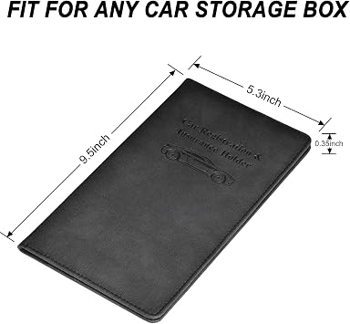 HerriaT Car Registration and Insurance Card Holder - Leather Vehicle Glove Box Automobile Documents Paperwork Wallet Case Organizer for ID, Driver's License, Key Contact Information Cards - Men&Women