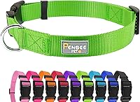 Vista 9 de Collar de perro básico rosa intenso con collar de nailon transpirable de liberación rápida para cachorros, perros pequeños, medianos y grandes