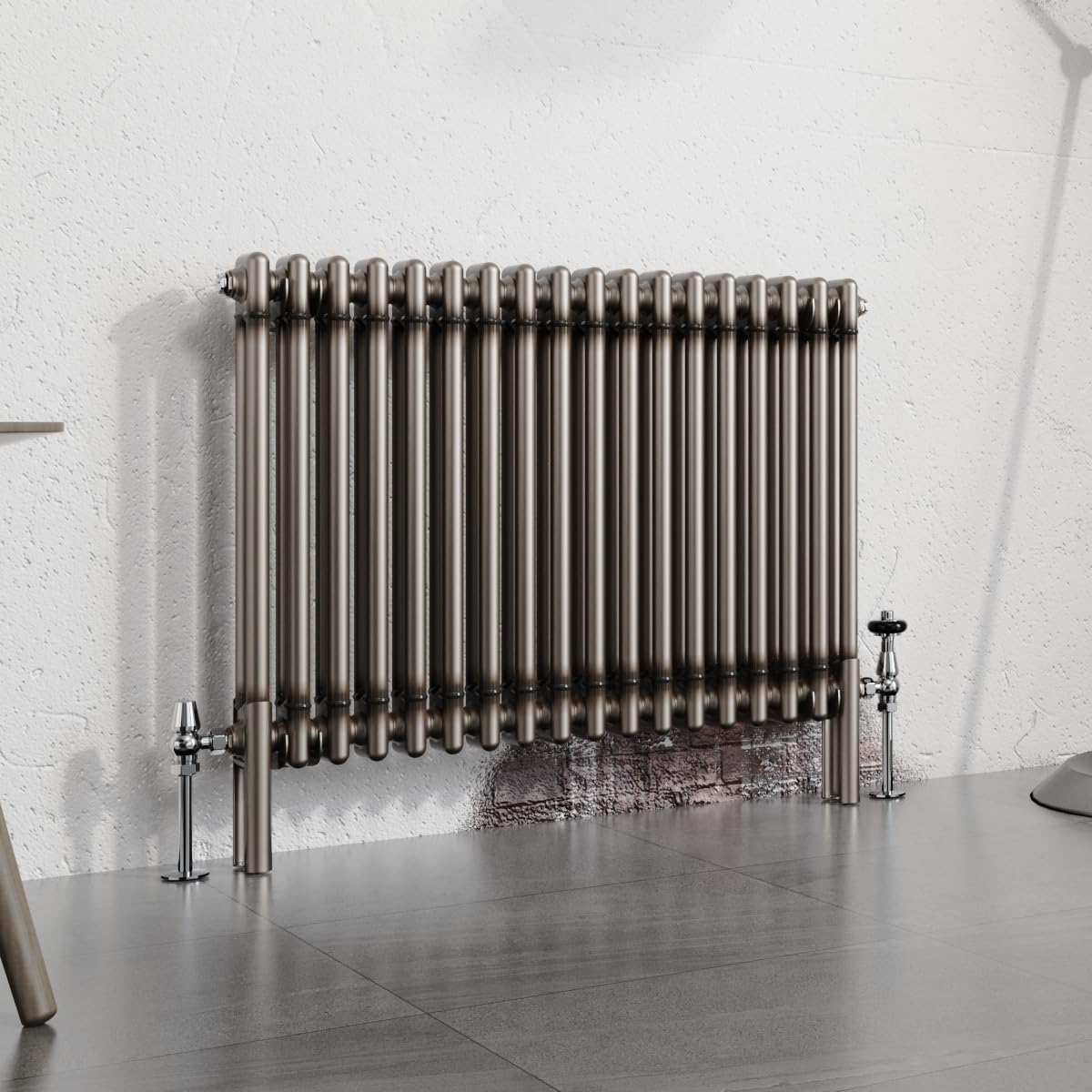 Warmehaus 600x830mm Raw Metal Horizontal Column Radiator Double Traditional Cast Iron Style Bathroom Radiator