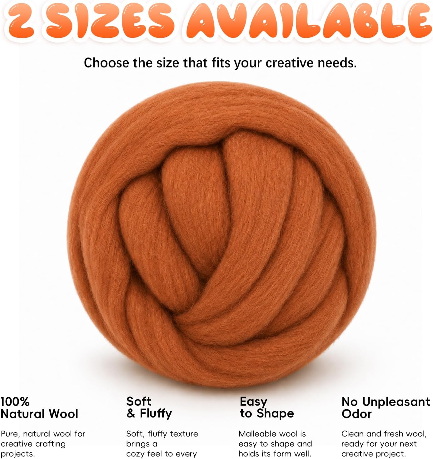 3.53oz(100g) Wool Roving: Needle Felting Wool White Roving Wool Felting Supplies Pure Wools Chunky Yarn Spinning Wool Roving for Needle Felting Wet DIY Hand Spinning(Tan)