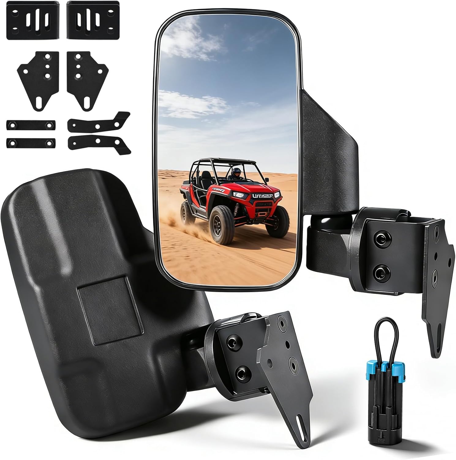 Upgrade Defender Side Mirrors, UNIGT UTV Side Mirror Compatible with Can Am Defender HD10 HD9 HD8 HD7 HD5 2016-2026, Easy Install & Adjustable Fit Full/Half-door, No door & 1pcs Seat Belt Bypass