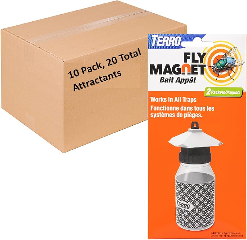TERRO Fly Magnet Replacement Bait for T380-20 Fly Magnet Trap Attractants - Attract and Trap Flies - Bait for House, Barn, and Bottle Flies - T382, Includes 10 Packs (20 Total) Baits