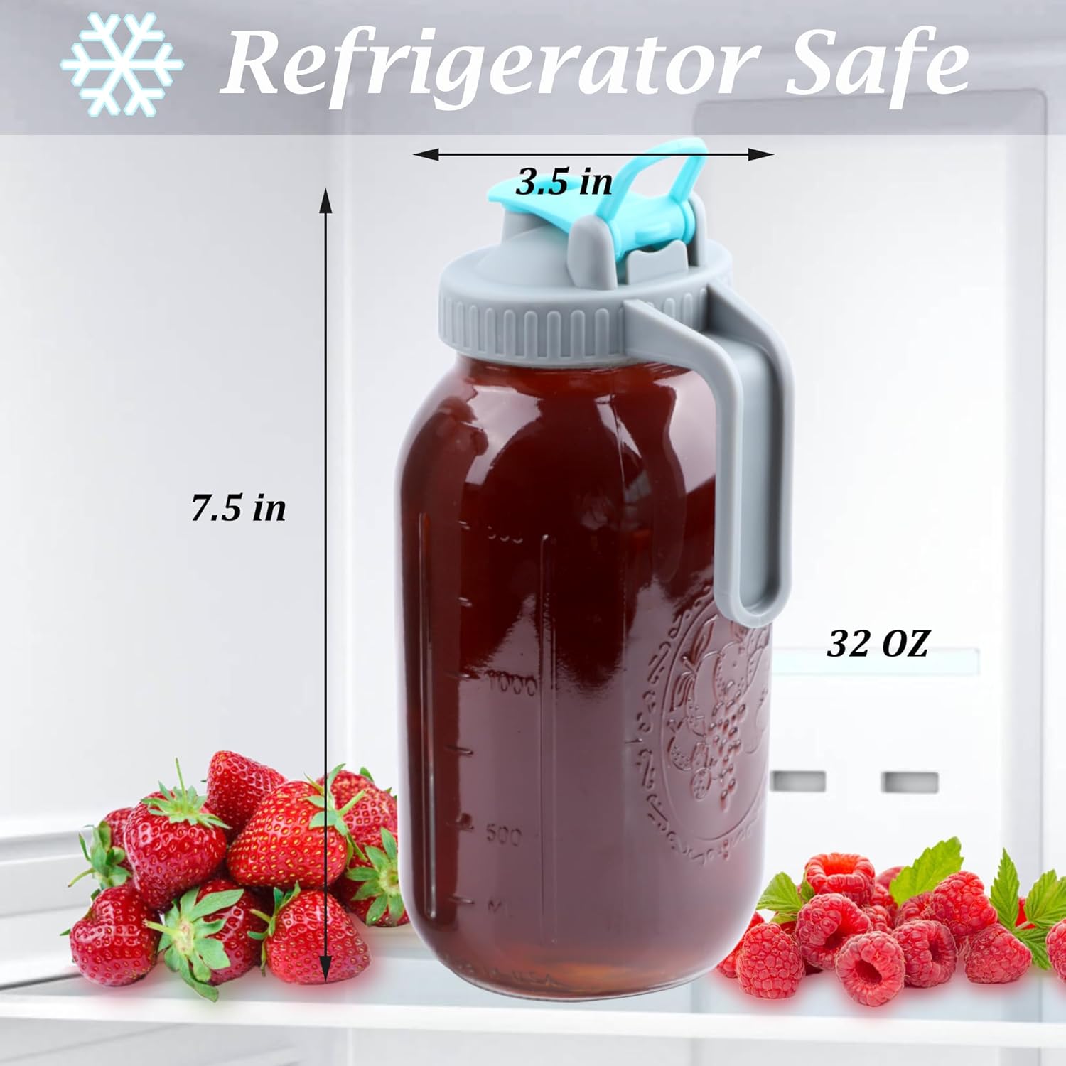 GMSWEET Mason Jar Cold Brew Coffee Maker 64 OZ (2 Quart) Wide Mouth Cold Brew Pitcher With Brew Filter For Coffee, Iced Tea, Sun Tea, Lemonade