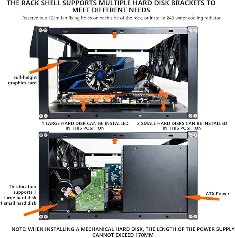 Amazon.co.jp: SURD オープンシャーシ コンピュータ ケース ATX 開放式
