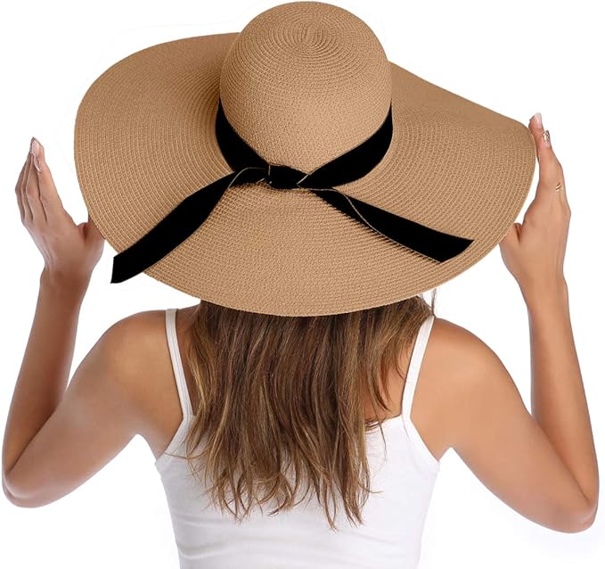 Sombrero de paja para mujer con ala ancha y protección UPF 50+ miniatura 2