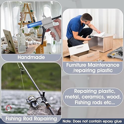 Miniatura 6 de Pistola dispensadora, pistola de pegamento epoxi, pistola dispensadora de mezcla de impresión aplicada a tubo de plástico AB (1.7 fl oz)