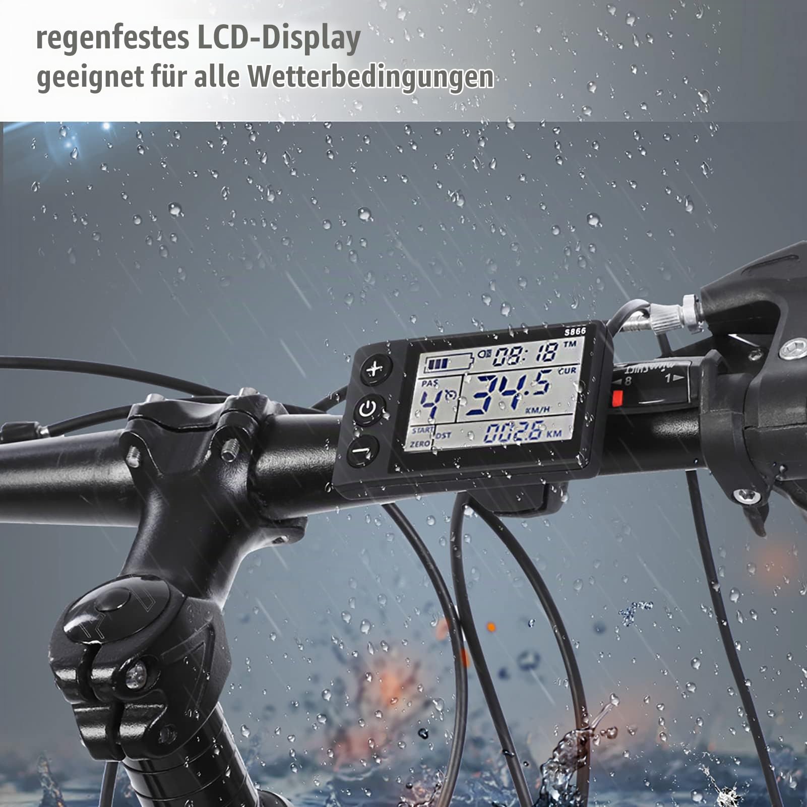 Focket wasserdichte Motor Brushless Controller und LCD Display für Geschwindigkeit, 24V 48V einstellbar Elektrofahrrad Scooter Brushless Controller Kit für Elektrofahrrad Scooter (36V/48V 350W)