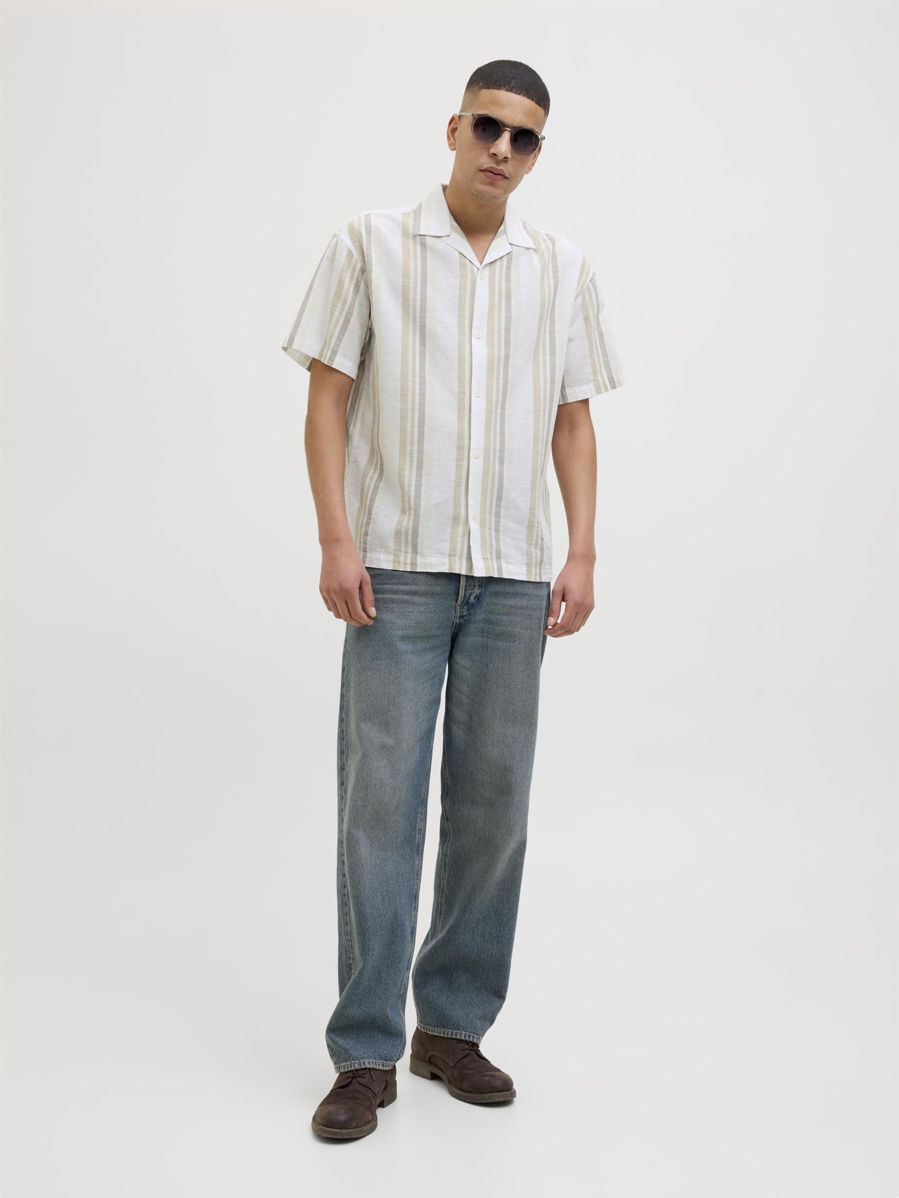 JACK & JONES Jprccsummer Stripe Resort S/S Shirt Sn Jprccsummer Stripe Resort S/S Shirt Sn Hombre (Pack de 1)