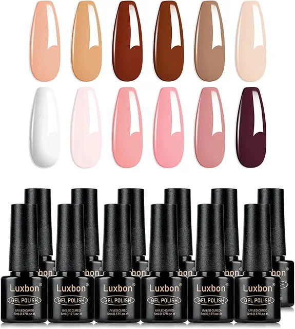 Luxbon 12Pcs Gel Nail Polish Set - Autumn Colors Gel Nail Kit