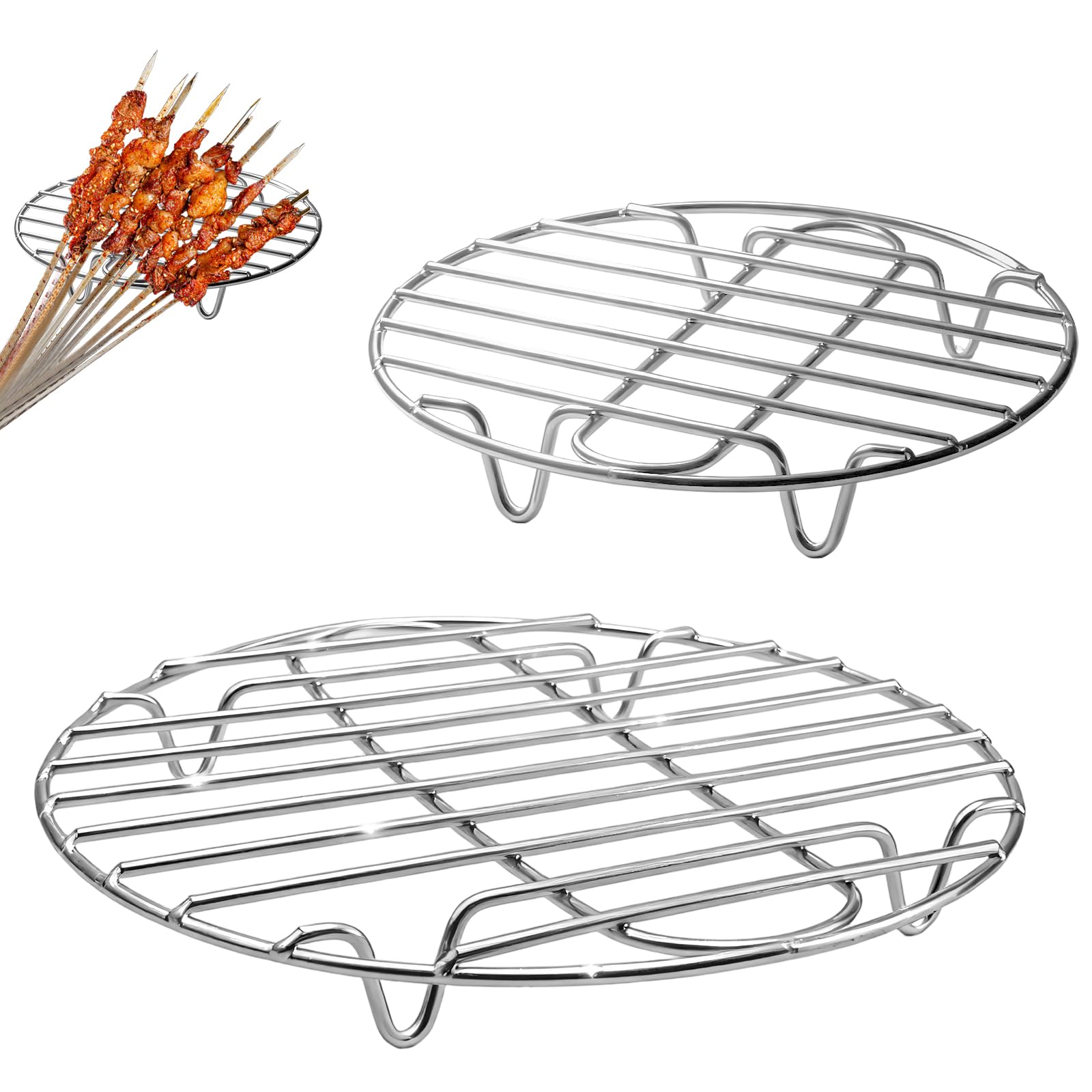 Gratella per Dolci, 2 Pezzi Griglia a Vapore, 20 cm e 27.5 cm, Acciaio Inox, Altezza 3 cm, per Cottura, Raffreddamento, Cottura al Vapore
