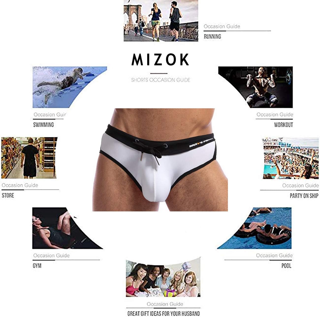 MIZOK Men's Sexy Low Rise Quick Dry Swim Briefs Hot Body Bikini Swimsuit Swimwear - Image 5