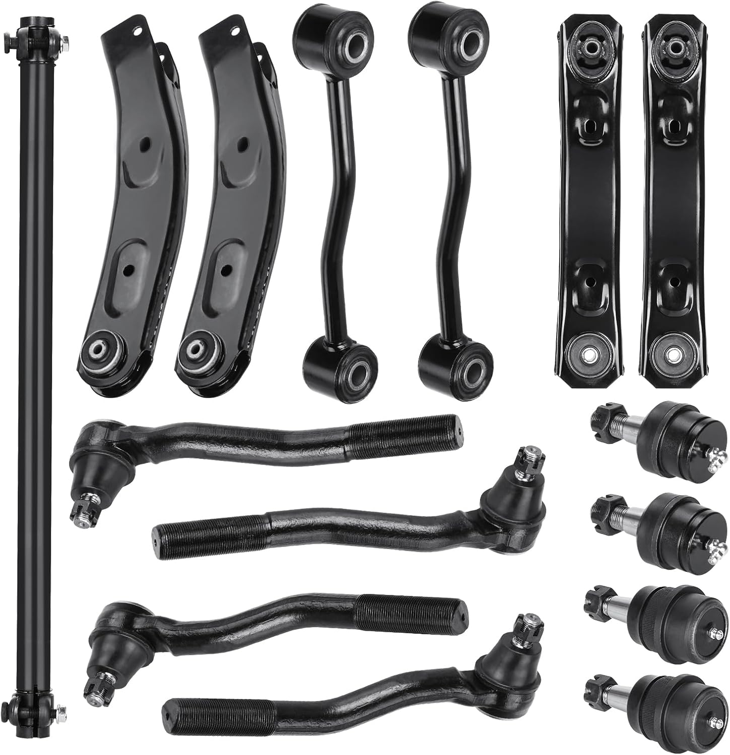 Front Upper Lower Control Arms w/Ball Joints Front Sway Bar End Links Tie Rod Ends Suspension Kit for Jeep Grand Cherokee 1999-2004(15PCs)