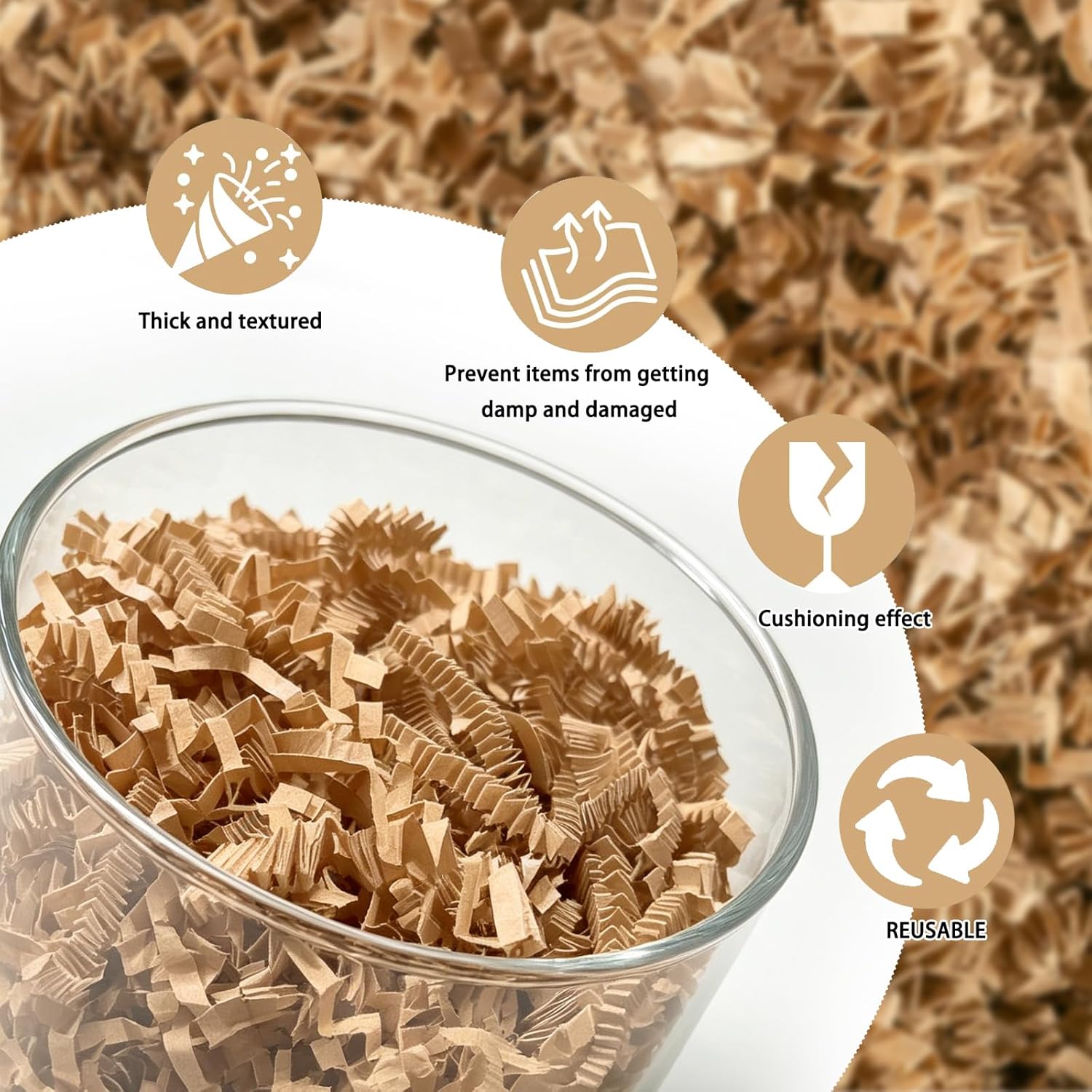 2 LB Brown Kraft Crinkle Cut Paper Shred Filler Great for Gift Wrapping, Cowhide Color Basket Fillers, Birthday, Gift Wrapping, Halloween Thanksgiving Christmas Party Decor Filling Supplies