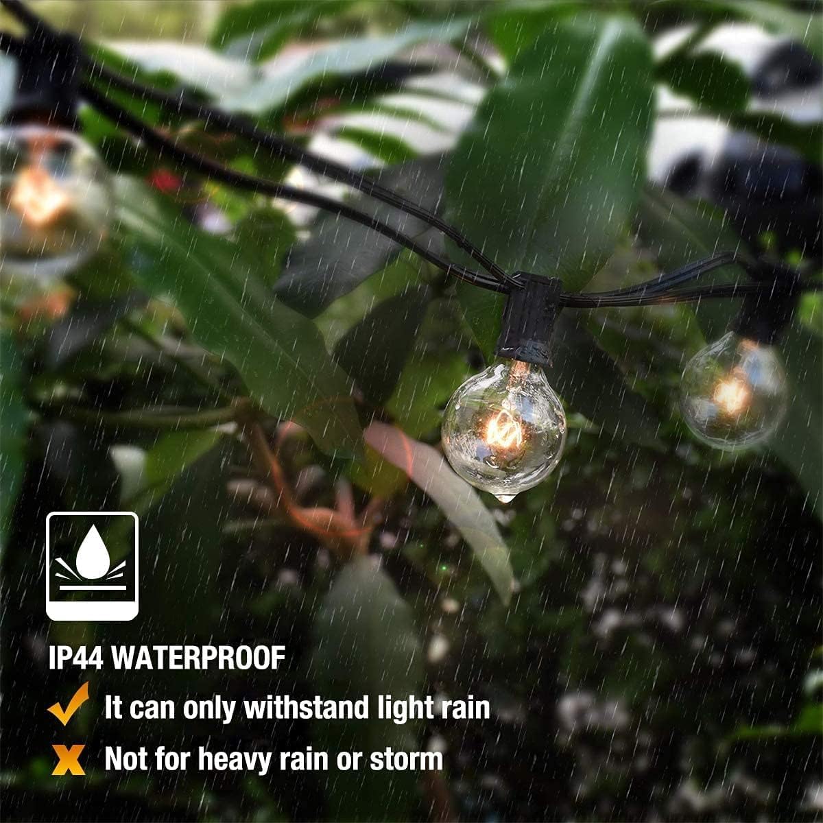 IRISECO LED lichtsnoer voor buiten kleurrijk, 12,5M feestlichtsnoer, IP65 waterdichte lichtsnoer kleurrijk buiten, 100 LED G40 gloeilampen stroomdecoratie voor Kerstmis, tuin, feest, patio