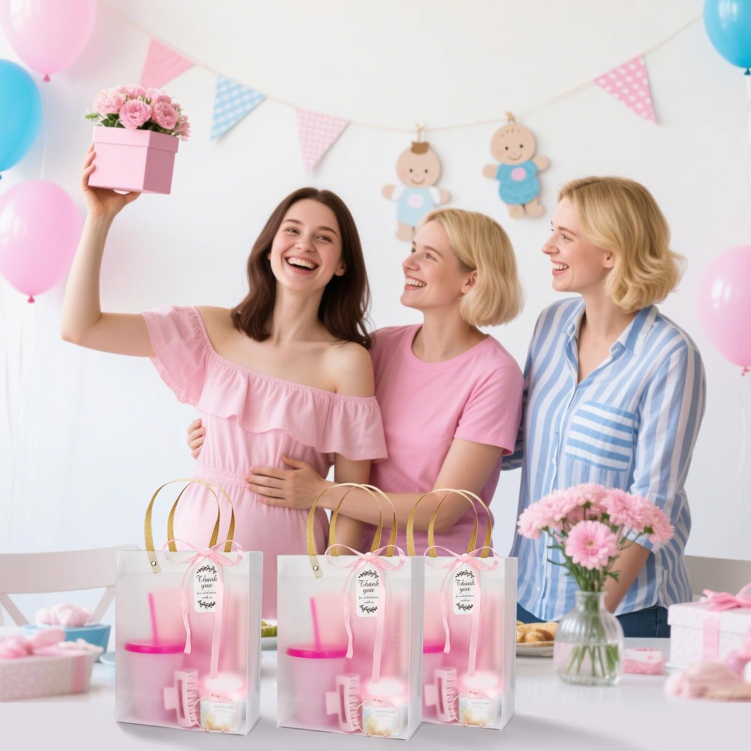 VZCBZC 6Set Baby Shower Prizes for Game Winners Baby Shower Favors Gifts including Plastic Tumbler Notebook Candles with Gift Bag for Winner Guests Wedding Bridal Shower Favors - Image 4