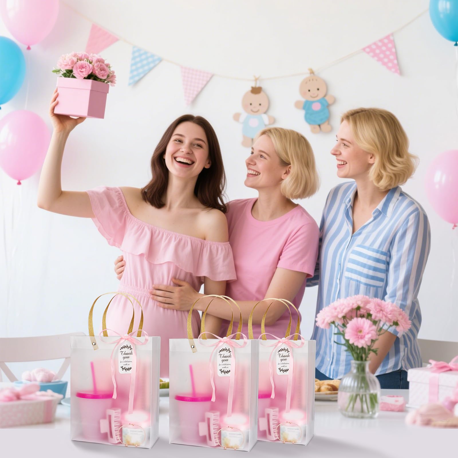 6 zestawów nagród na baby shower dla zwycięzców gier baby shower upominki prezenty w tym plastikowe świece do notatnika z torbą prezentową dla zwycięzców gości ślub wieczór panieński upominki