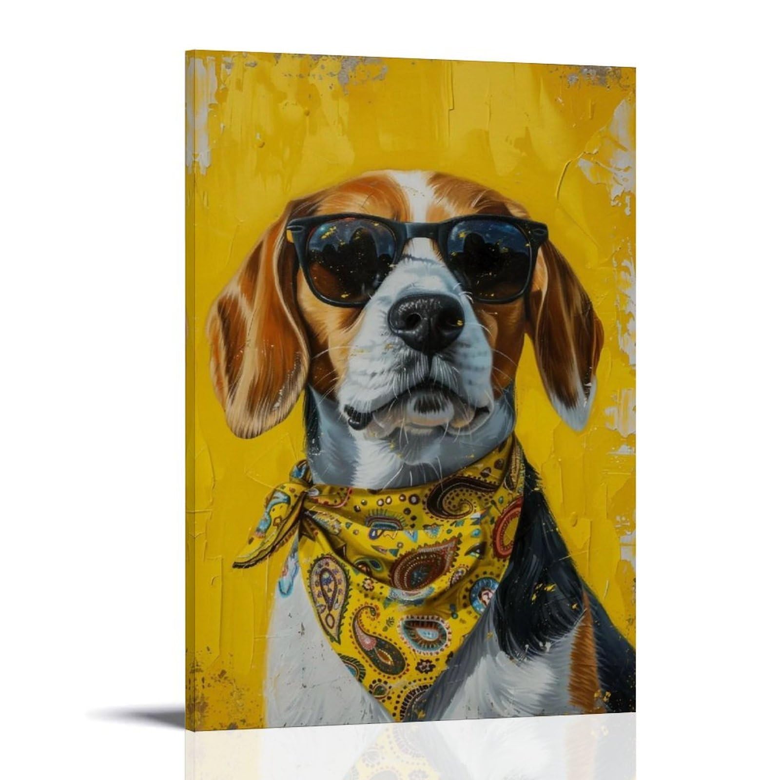 HUERYRYHY Sunglasses Dalmatian 03 Poster Wall Art Canvas Vintage Aesthetic Painting Decor for Rooms 24x36inch Frame-style