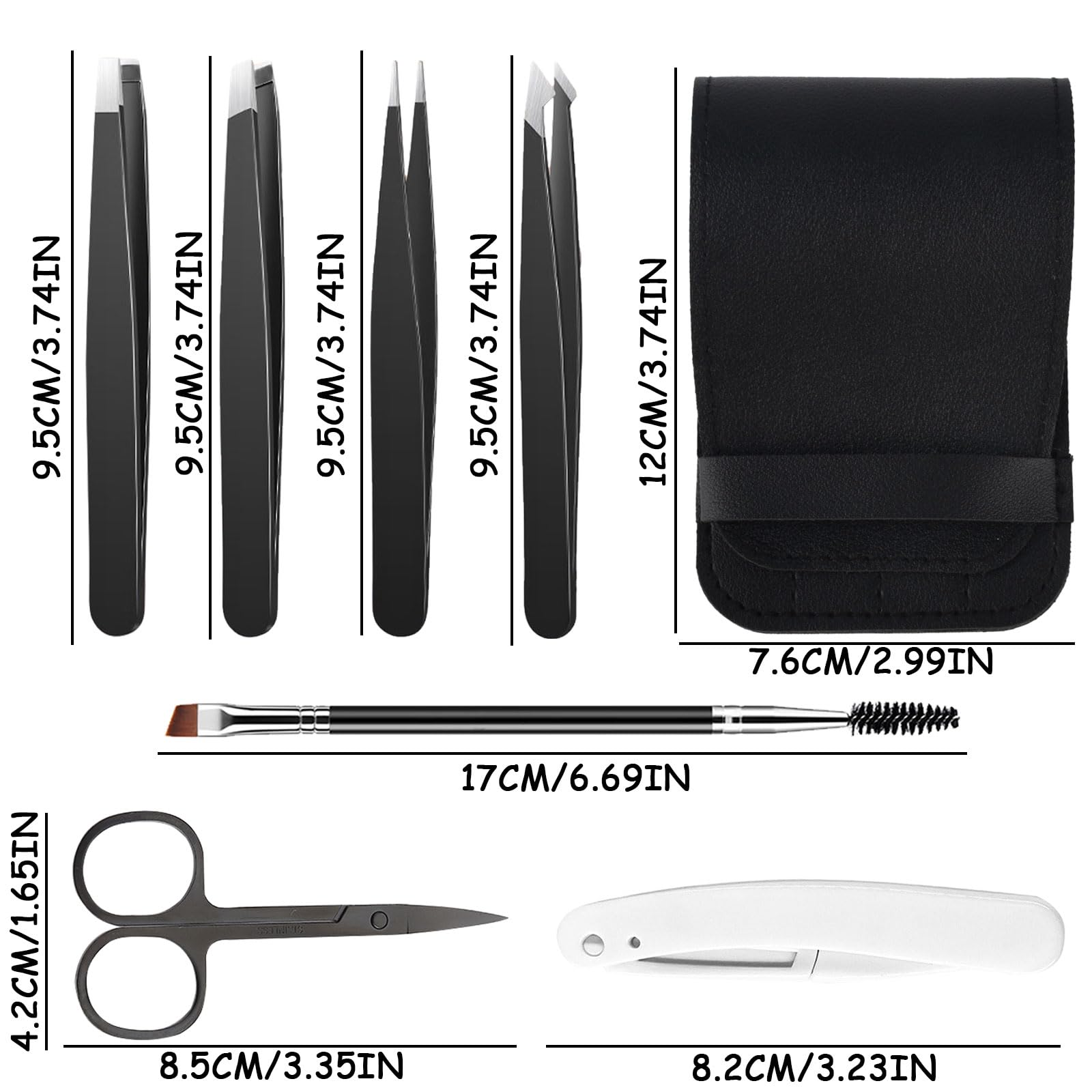 AYNKH 7 Piece Eyebrow Scissors Set,Stainless Steel,Hollywood Browzer,Eyebrow Razor,Unisex,Eyebrows Kit,Eyebrows Pluckers,Precision Plucking for Facial Hair,Chin - Image 2