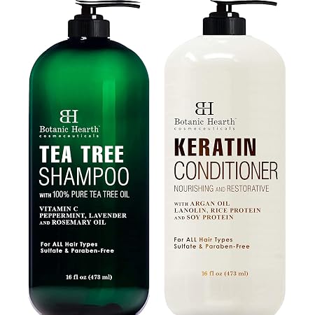 Amazon.com: Botanic Hearth Tea Tree Champú y acondicionador de queratina -  Cuidado del cabello para hombres y mujeres : Belleza y Cuidado Personal