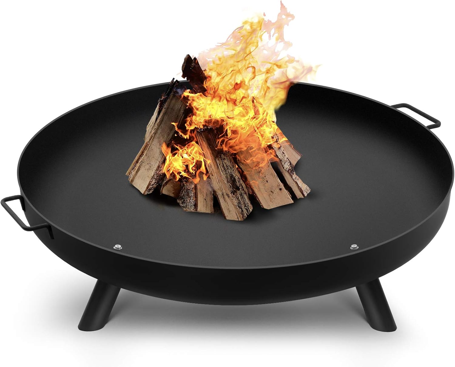 Amagabeli Fire Pit Outdoor Wood Burning Fire Bowl 30in with A Drain Hole Fireplace Extra Deep Large Round Cast Iron Outside Backyard Deck Camping Beach Heavy Duty Metal Grate Rustproof Black : Garden & Outdoor