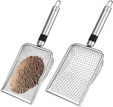 2PCS/ 4PCS Soil Sifter for Gardening, Stainless Steel Sand Soil Compost Sifter for Gardening with Handle, Sieve for Rocks 0.2/0.1 in Mesh, 2