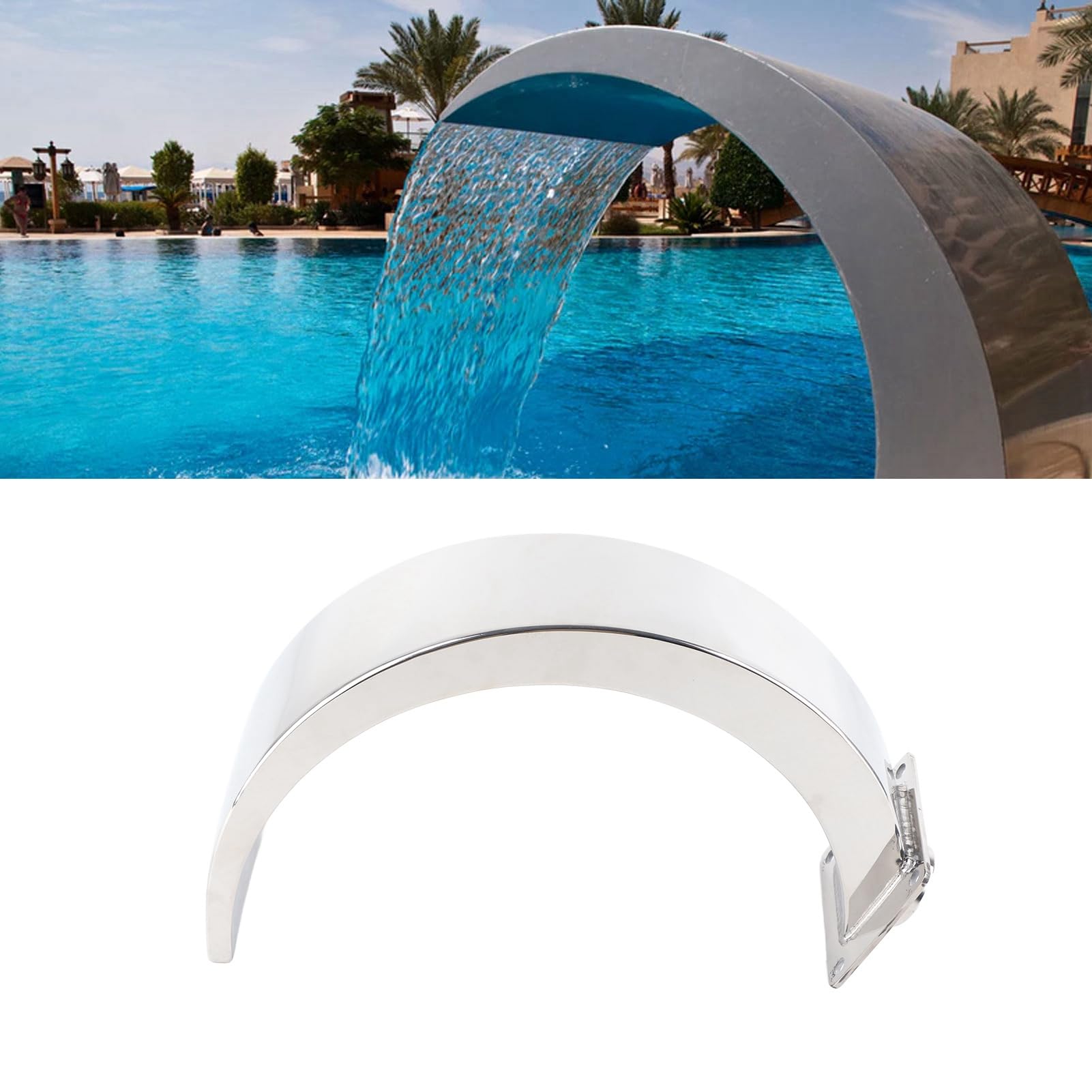 Tyenaza Schwimmbad Wasserfallbrunnen, Abgerundeter Lichtbogen Design G1 Weiblicher Faden Edelstahl Pool Wasserbrunnen