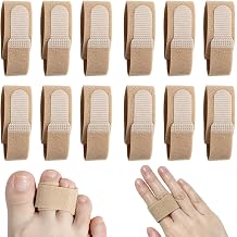 12 Pack Finger Buddy Wraps, Adjustable Finger Splints and Loop Straps | Adjustable Support for Broken, Jammed, Swollen Finger, Beige Fabric Design with Secure Wrap, for Index Middle Ring Pinky Toe