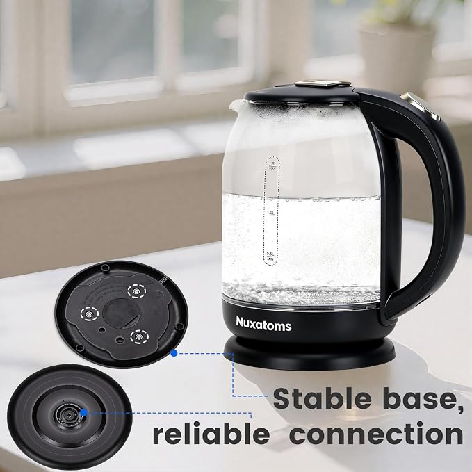 Hervidor eléctrico doméstico, acero inoxidable 304 sin contacto de plástico, apagado automático, vidrio borosilicato visual, 2.0L miniatura 5