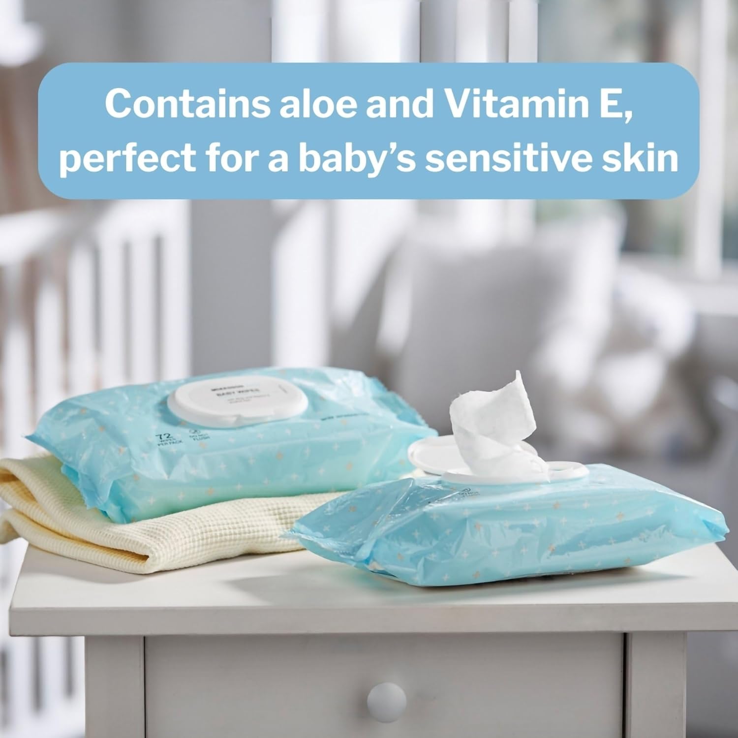 McKesson Baby Wipes, Unscented (12 Pack, 864 Wipes) - Aloe & Vitamin E, 99% Water, Flip-Top Lid, Wipes for Sensitive Skin & Diaper Rash, 6.8 in x 7 in, 72 per Pack