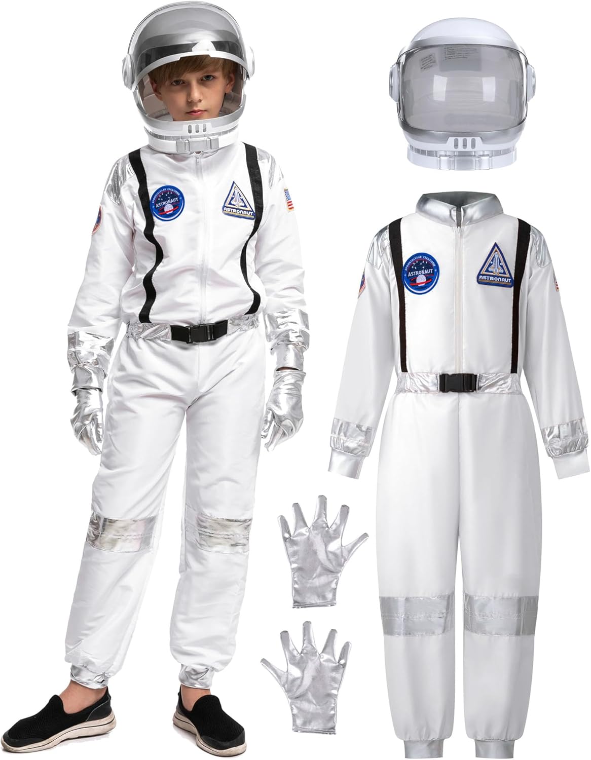 Spooktacular Creations Halloween Astronaut Costume for Kids, Unisex Astronaut Outfit, Toddler Pilot Jumpsuit for Themed Party