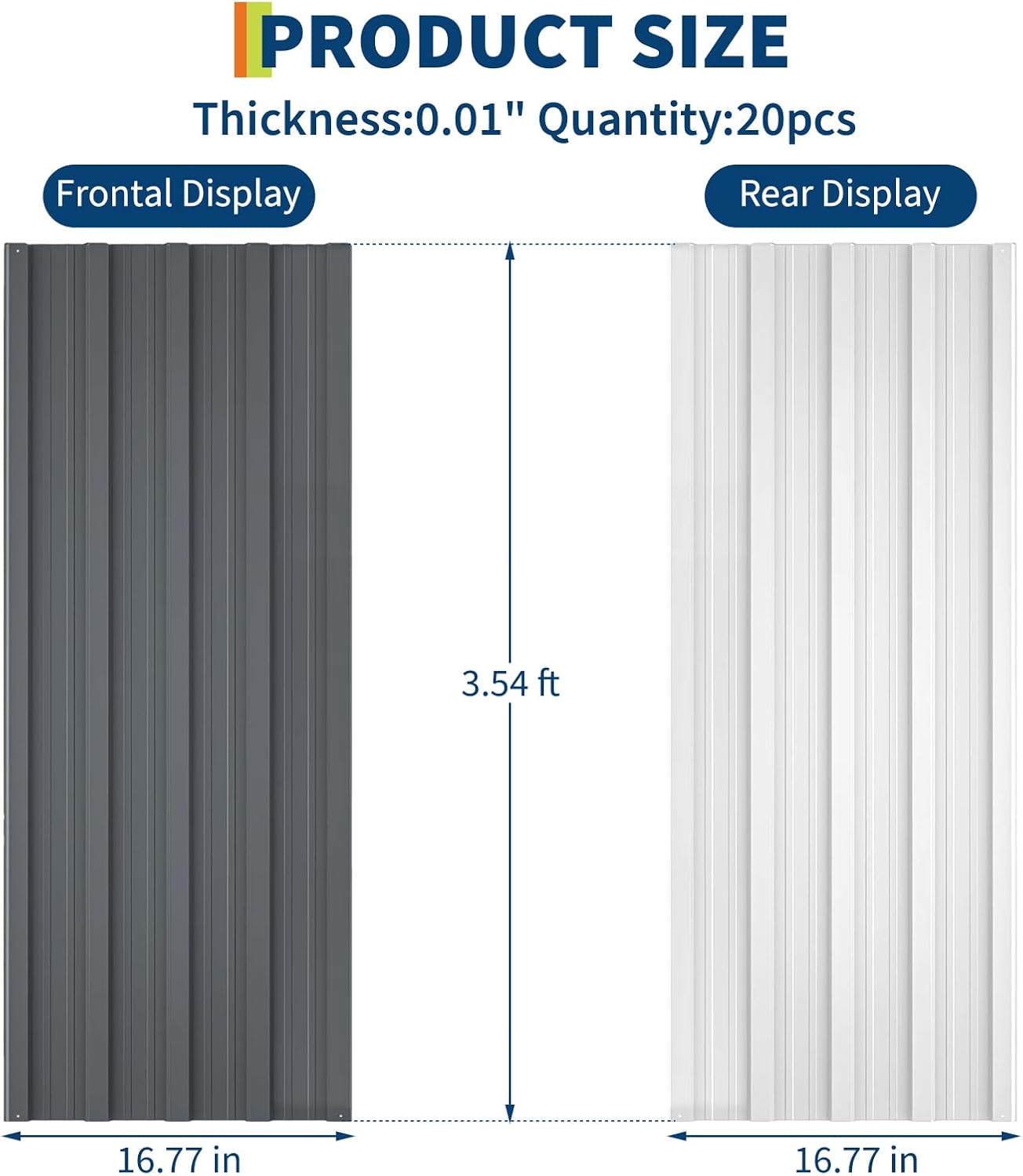 20 PCS Roof Panels Galvanized Steel Hardware Metal Roofing Sheets Wall Panels US